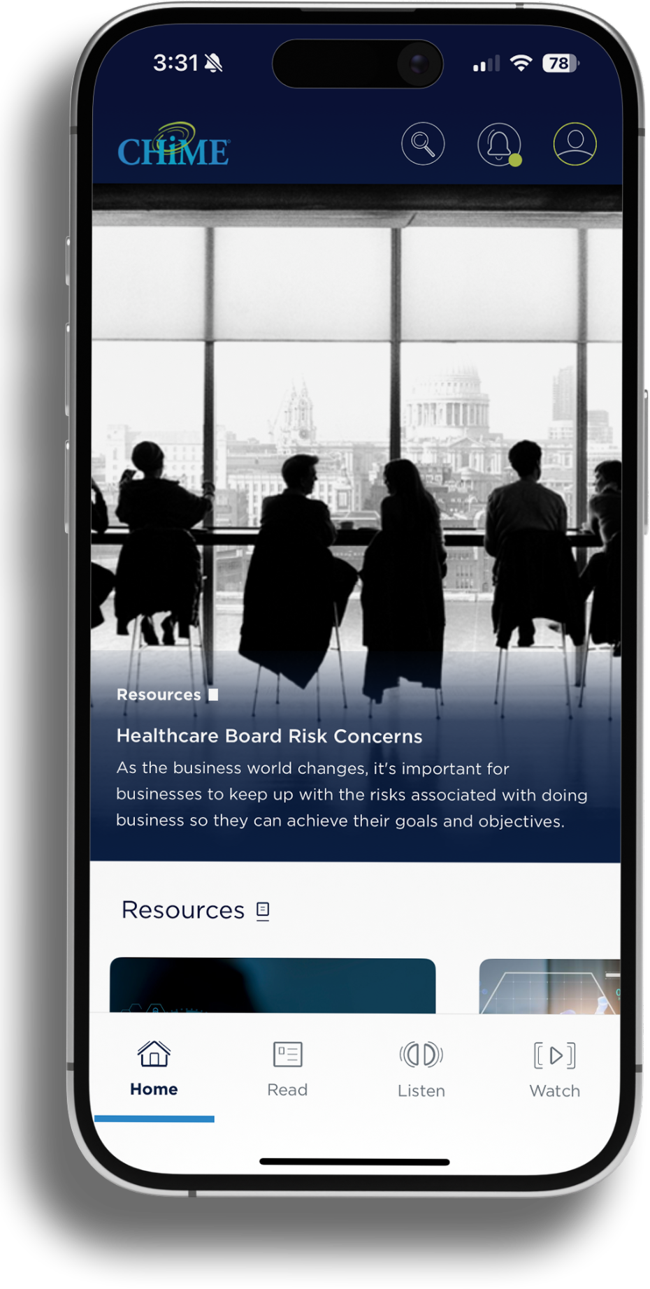 CHIME Connect home dashboard